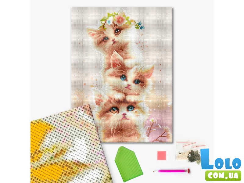 Алмазная мозаика Три котенка, Brushme (30х40 см)