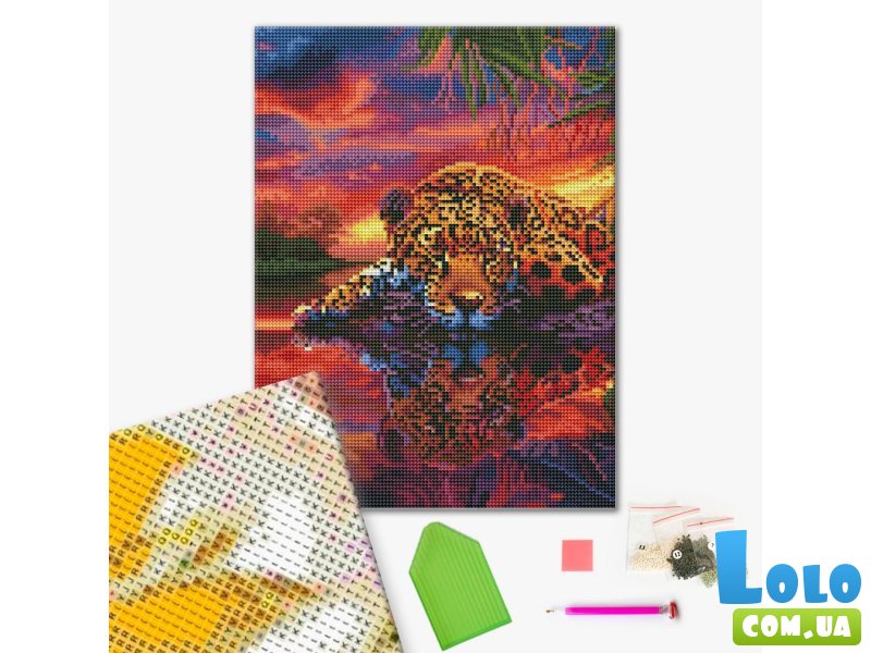 Алмазная мозаика Леопард на красочном фоне, Brushme (30х40 см)
