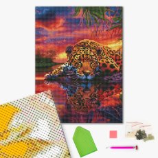 Алмазная мозаика Леопард на красочном фоне, Brushme (30х40 см)