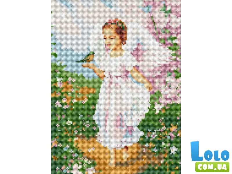 Алмазная мозаика Ангелочек с птичкой, Brushme (30х40 см)