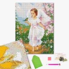 Алмазная мозаика Ангелочек с птичкой, Brushme (30х40 см)