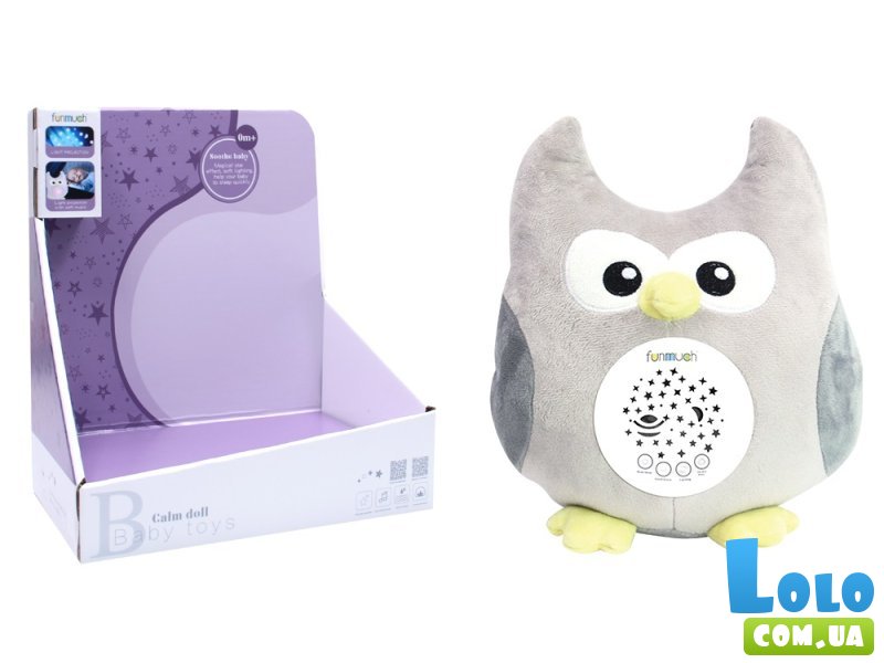 Мягкая интерактивная игрушка-ночник с проектором Совушка, Funmuch