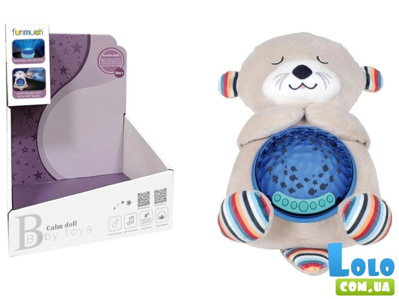 Мягкая интерактивная игрушка-ночник с проектором Выдра, Funmuch