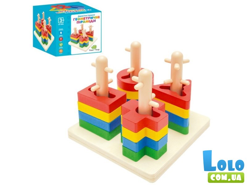 Деревянная игрушка Пирамидка-ключ Геометрика
