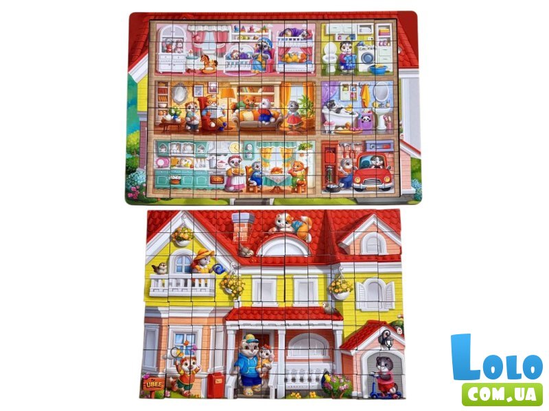 Деревянный пазл-вкладыш Кошачий дом, Ubee