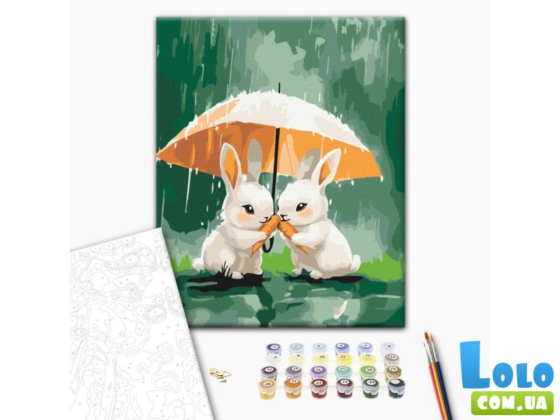 Картина по номерам Два зайца под зонтиком, Brushme (30х40 см)