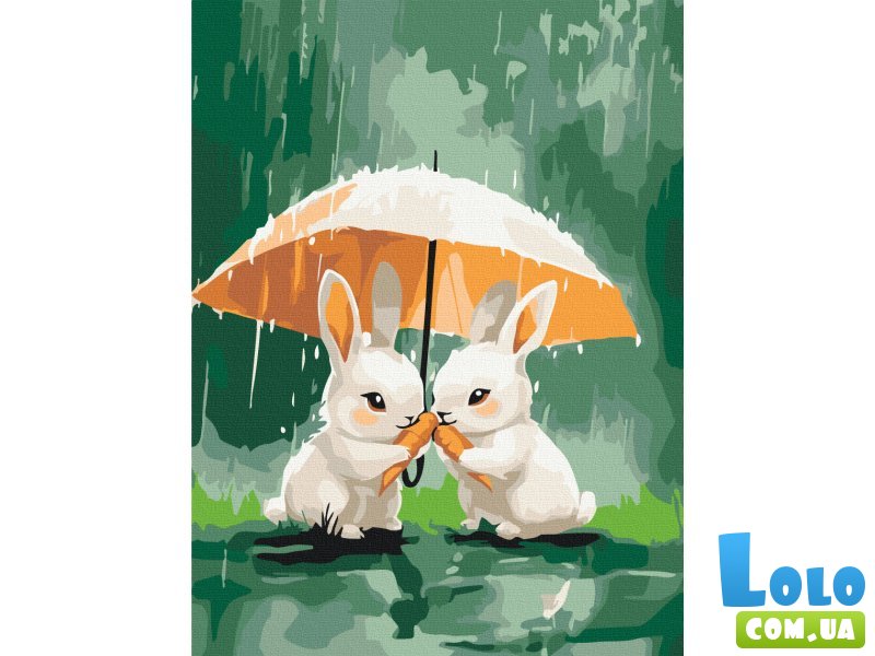 Картина по номерам Два зайца под зонтиком, Brushme (30х40 см)