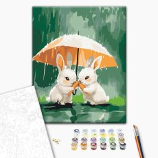 Картина по номерам Два зайца под зонтиком, Brushme (30х40 см)