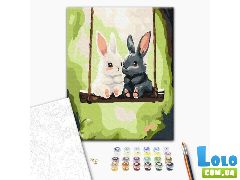 Картина по номерам Зайчата на качелях, Brushme (30х40 см)