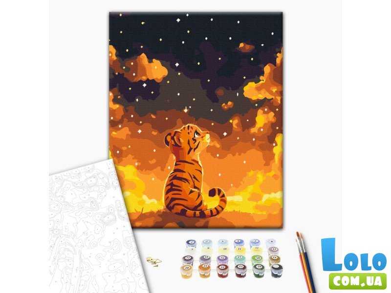 Картина по номерам Ночная сказка тигренка, Brushme (30х40 см)