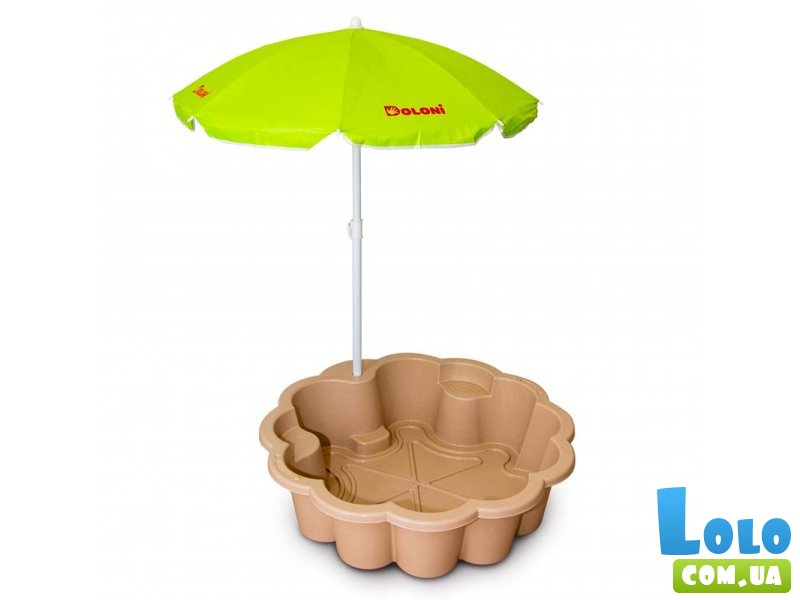 Песочница-бассейн с зонтиком Цветок, Doloni Toys (салатово-бежевый)