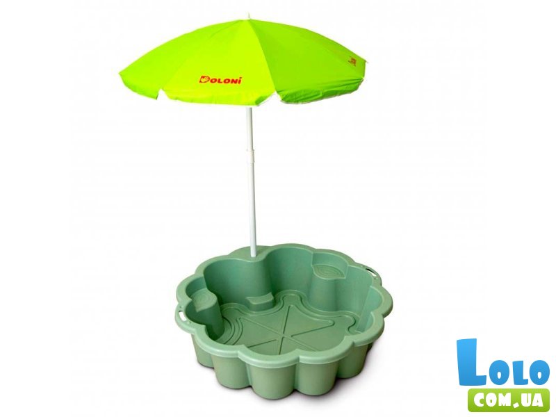 Песочница-бассейн с зонтиком Цветок, Doloni Toys (салатово-зеленый)