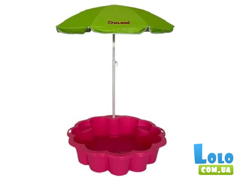 Песочница-бассейн с зонтиком Цветок, Doloni Toys (зелено-малиновый)