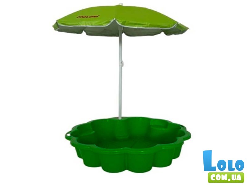 Песочница-бассейн с зонтиком Цветок, Doloni Toys (зеленый)