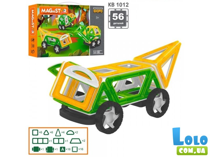 Конструктор магнитный Транспорт, Бюро (KB 1012), 56 дет.
