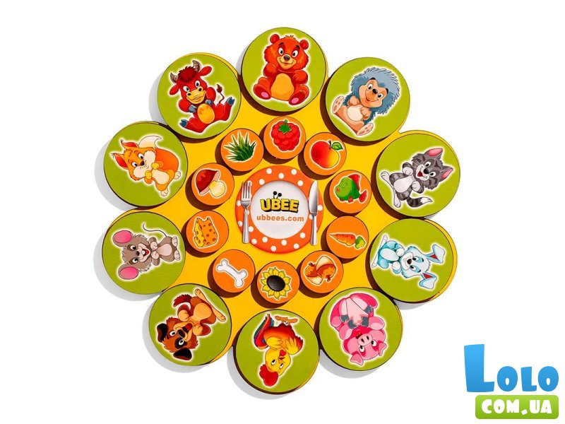 Развивающая деревянная игра на липучках Кто что ест, Ubee