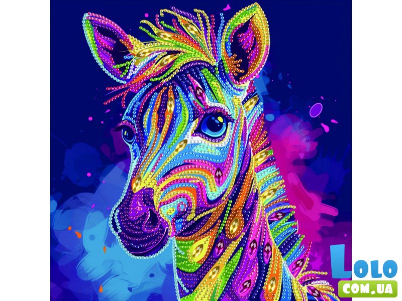 Алмазная мозаика Яркая зебра, Brushme (25х25 см)