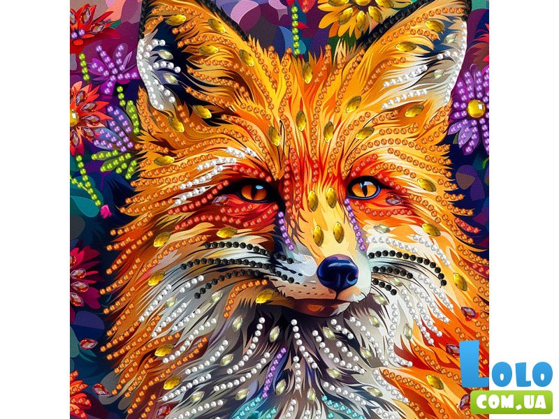 Алмазная мозаика Лис в цветах, Brushme (25х25 см)