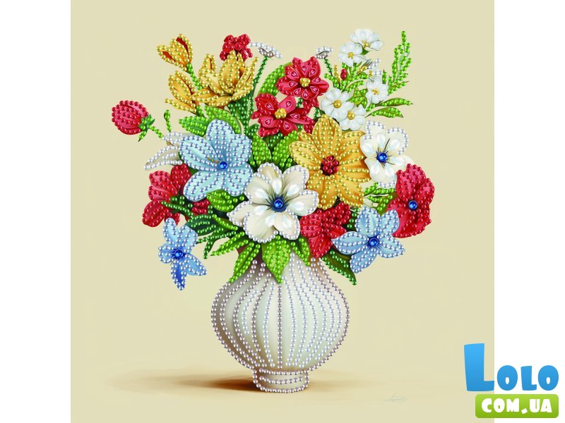 Алмазная мозаика Цветы в вазе, Brushme (25х25 см)