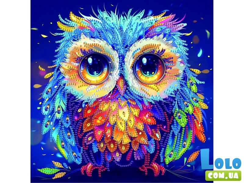 Алмазная мозаика Цветная сова, Brushme (25х25 см)