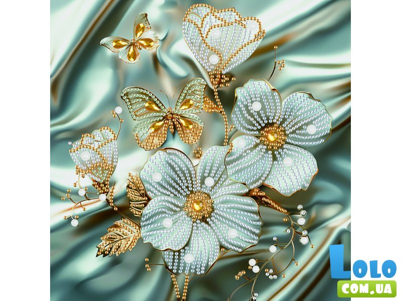 Алмазная мозаика Цветы в золоте, Brushme (25х25 см)