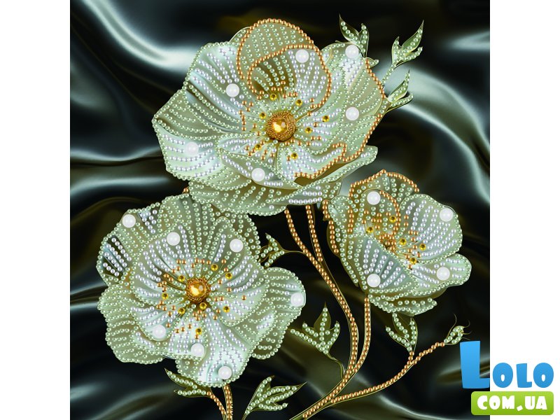Алмазная мозаика Белые цветы, Brushme (25х25 см)