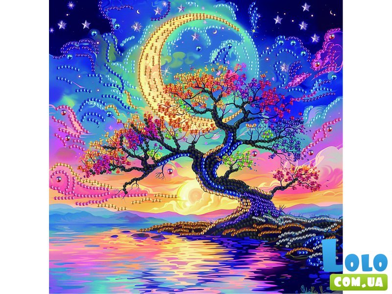 Алмазная мозаика Дерево в лунном сиянии, Brushme (25х25 см)