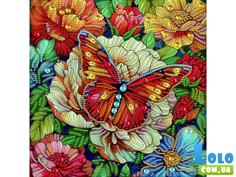 Алмазная мозаика Цветная бабочка, Brushme (25х25 см)