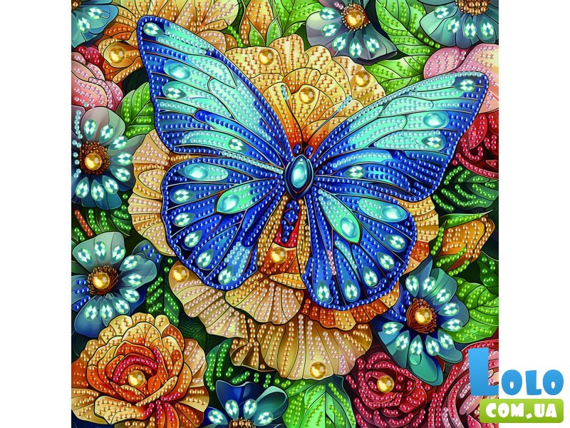 Алмазная мозаика Синяя бабочка, Brushme (25х25 см)