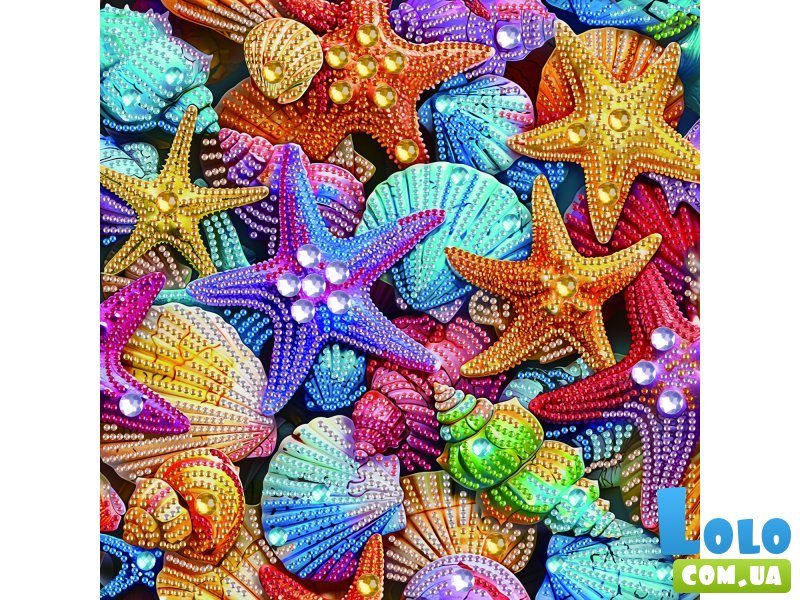 Алмазная мозаика Цветные морские звезды, Brushme (25х25 см)