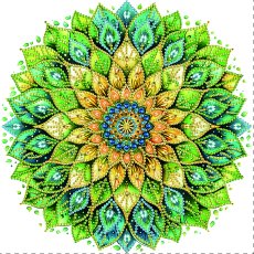 Алмазная мозаика Сине-зеленый цветок, Brushme (25х25 см)