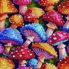 Алмазная мозаика Цветные мухоморы, Brushme (25х25 см)