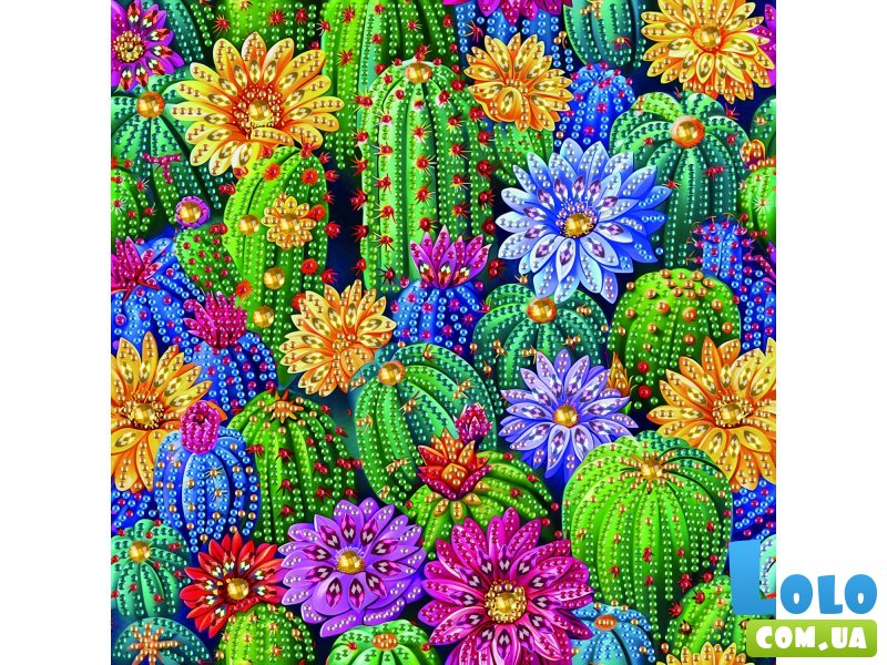 Алмазная мозаика Цветущие кактусы, Brushme (25х25 см)