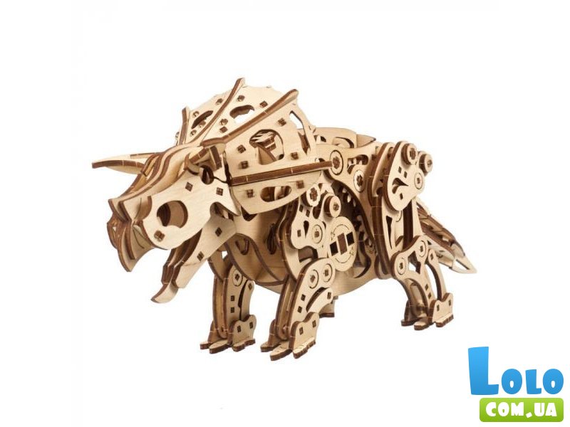 Деревянный механический конструктор Трицератопс, Ugears (70211), 400 дет.