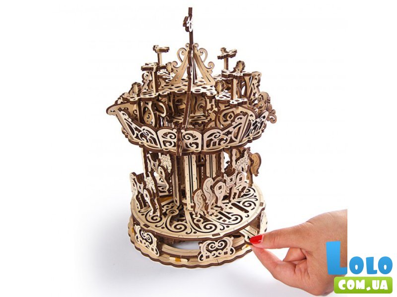 Деревянный механический конструктор Карусель, Ugears (70129), 305 дет.