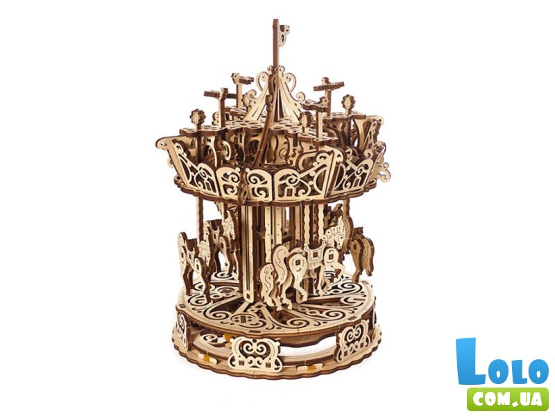 Деревянный механический конструктор Карусель, Ugears (70129), 305 дет.