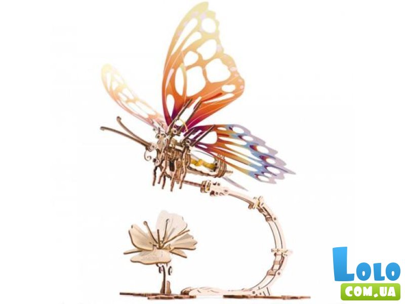 Деревянный механический 3D конструктор Бабочка, Ugears (70081), 161 дет.