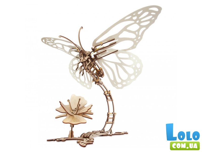 Деревянный механический 3D конструктор Бабочка, Ugears (70081), 161 дет.