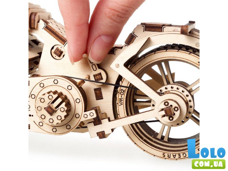 Деревянный механический конструктор Байк, Ugears (70051), 189 дет.