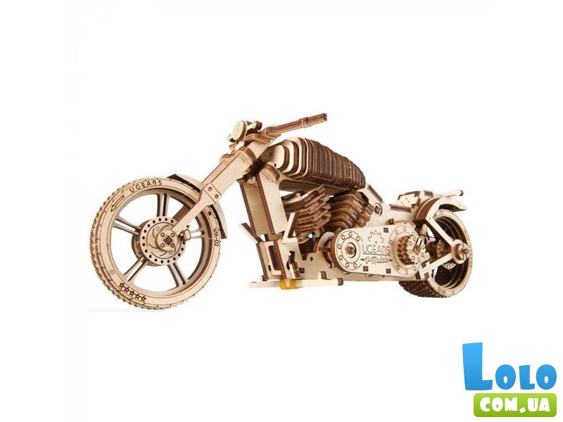 Деревянный механический конструктор Байк, Ugears (70051), 189 дет.
