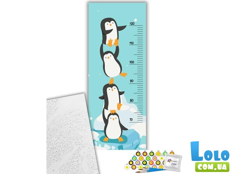 Ростомер-картина по номерам Пингвинчики, Art Craft (30х80 см)