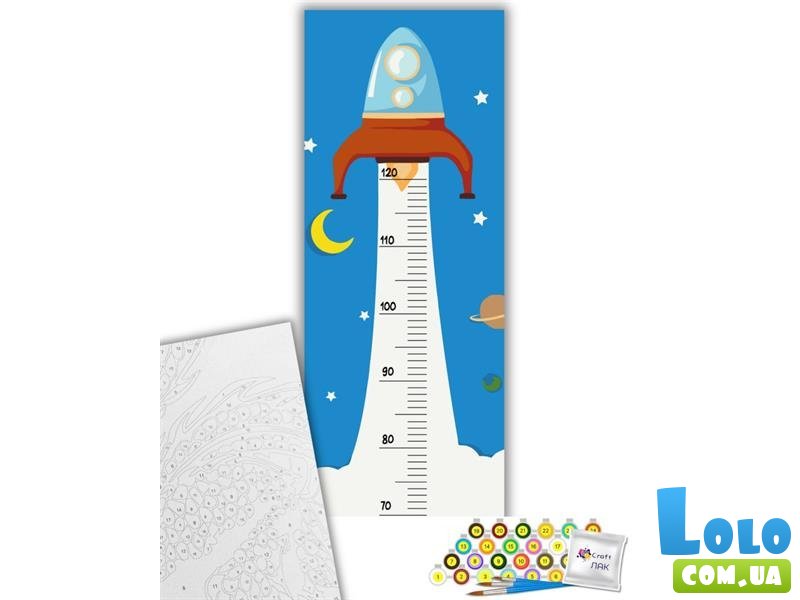 Ростомер-картина по номерам Космическая ракета, Art Craft (30х80 см)