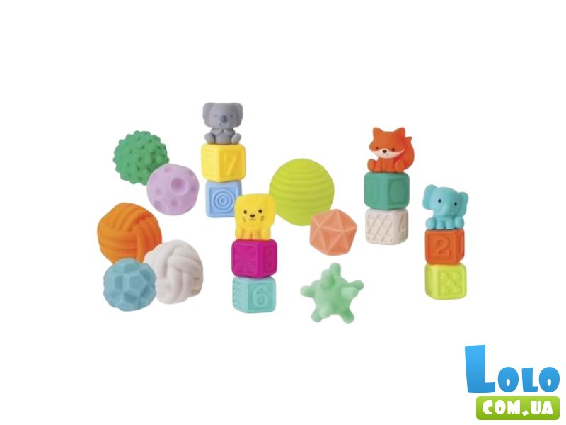 Развивающий сенсорный набор Мячики, кубики и лесные зверьки, Infantino