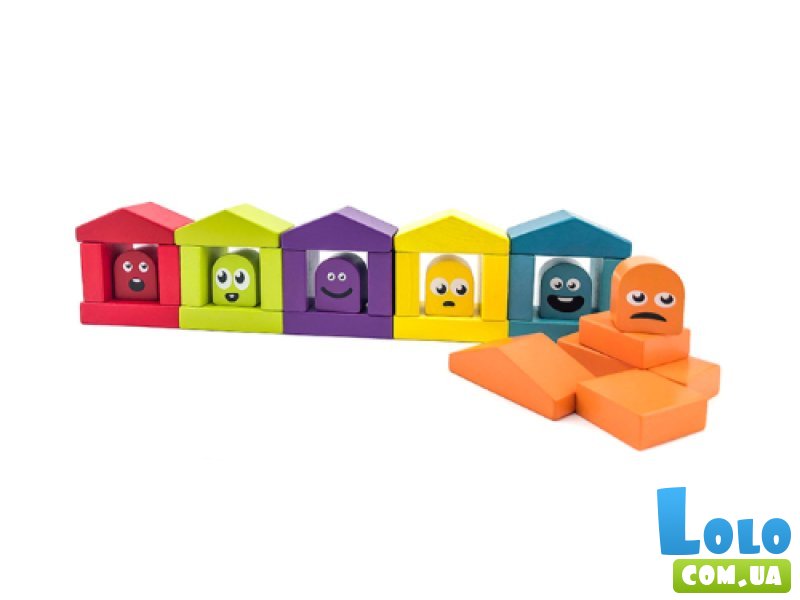 Конструктор деревянный Цветные домики, Cubika (15962), 30 дет.
