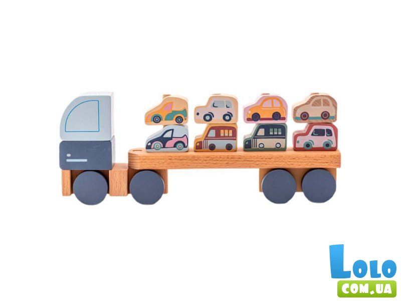 Деревянный тягач с машинками, Cubika