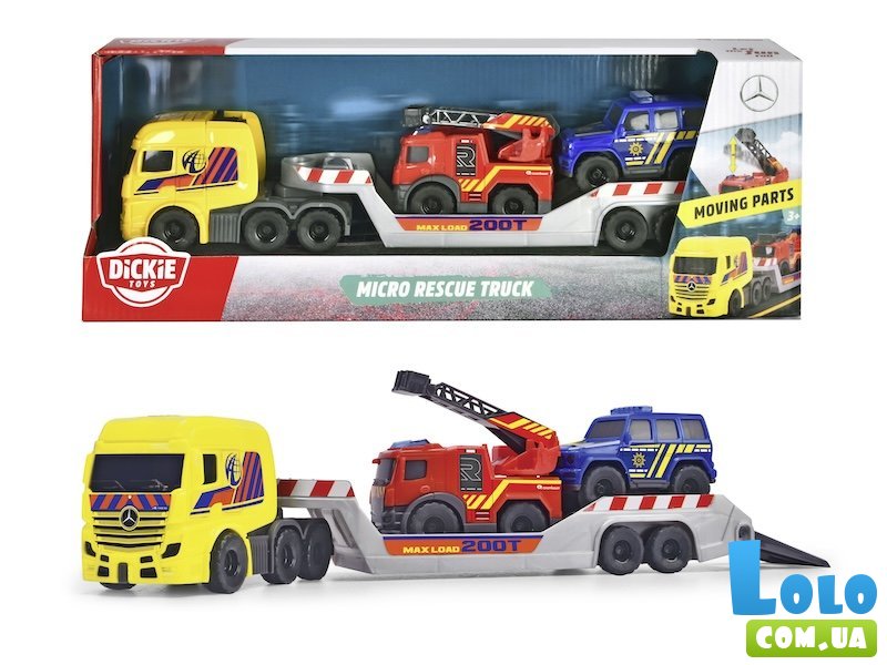 Грузовик Мерседес со спасательными машинами, Dickie Toys