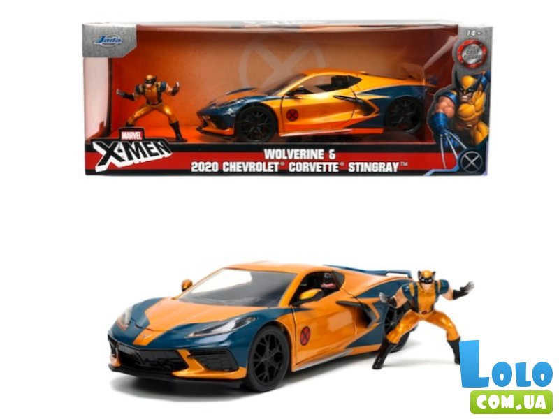 Машина металлическая Шевроле Корвет с фигуркой Росомахи, Jada