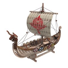 Конструктор механический деревянный 3D Корабль Драккар Викингов Боевой Дракон, Mr.Playwood (000033851), 131 дет.