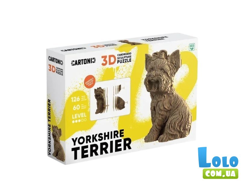Картонный 3D пазл Йоркширский терьер, Cartonic, 126 эл.