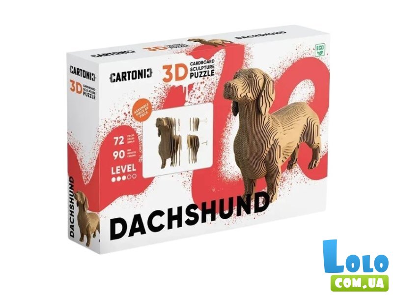 Картонный 3D пазл Такса, Cartonic, 72 эл.